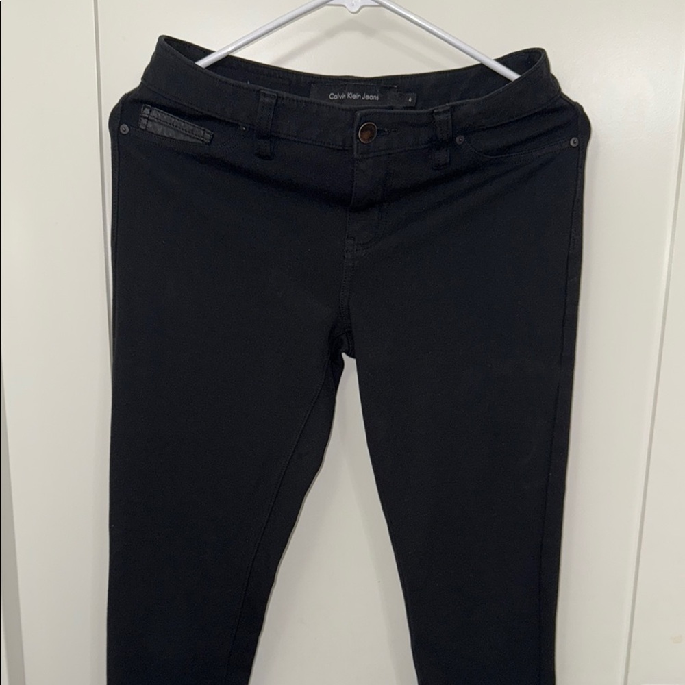 Calvin Klein Jeans Ankle Pant Straight Leg High Rise Pockets Black Womens size 4 - Picture 8 of 9